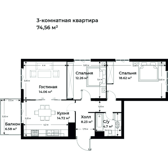 3 хонали (макс.)