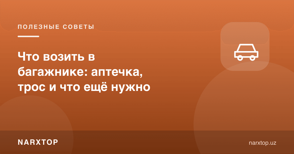 Багажда нима олиб юриш керак: аптечка, трос ва яна нималар