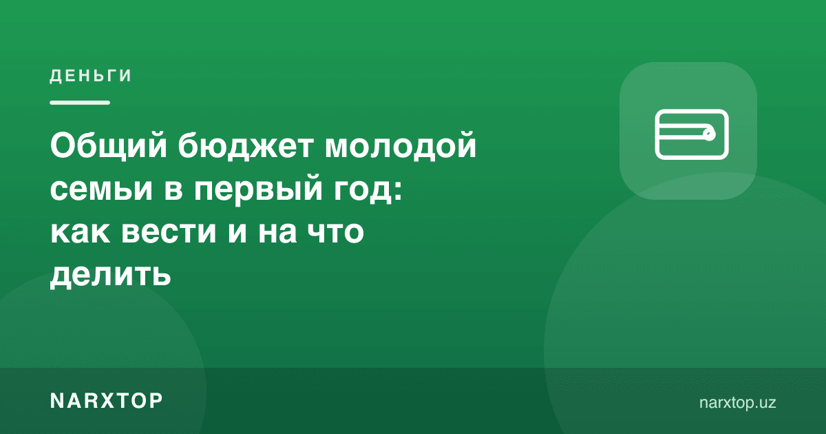 Ёш оиланинг биринчи йилдаги умумий бюджети: қандай юритиш ва қандай бўлиш керак