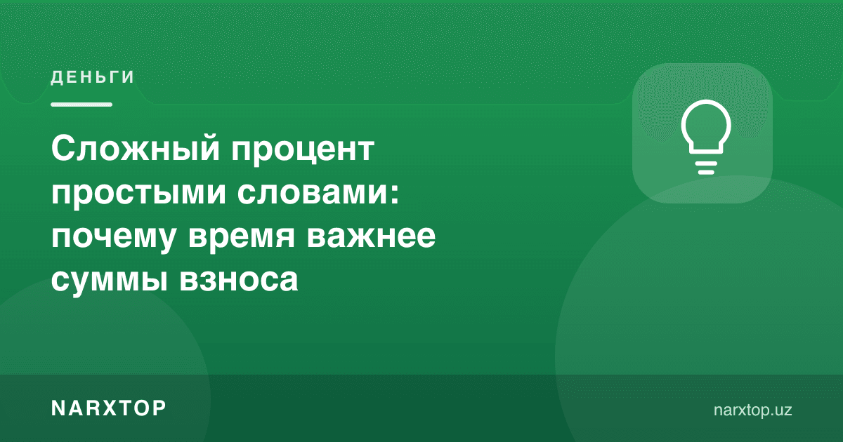 Мураккаб фоиз содда сўзлар билан: нега вақт бадал миқдоридан муҳимроқ